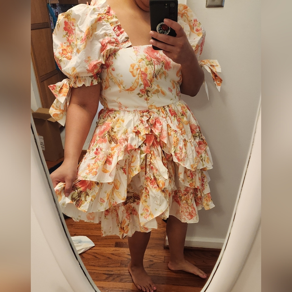 Fanciful Doll liaisons lined cotton tiered dress NWOT